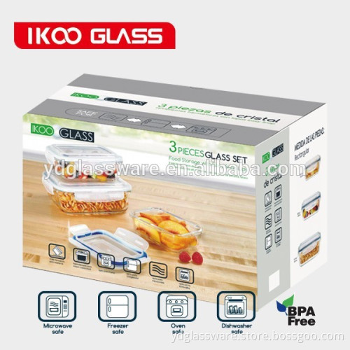 6 pieces borosilicate glass airtight storage container set